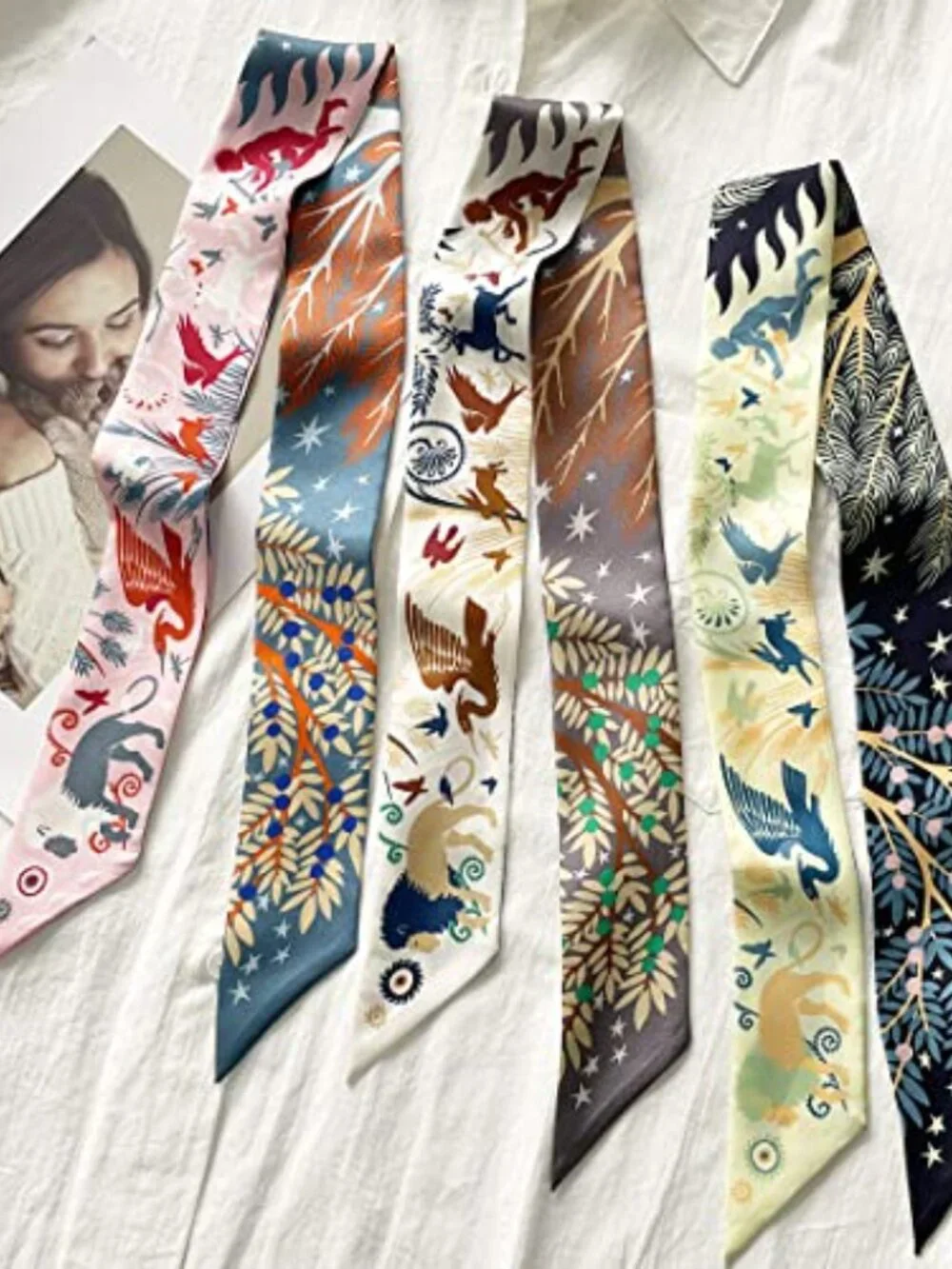 100% Mulberry Silk Scarf Head Hair Ribbon Handbag Wrap Tie Neckerchief